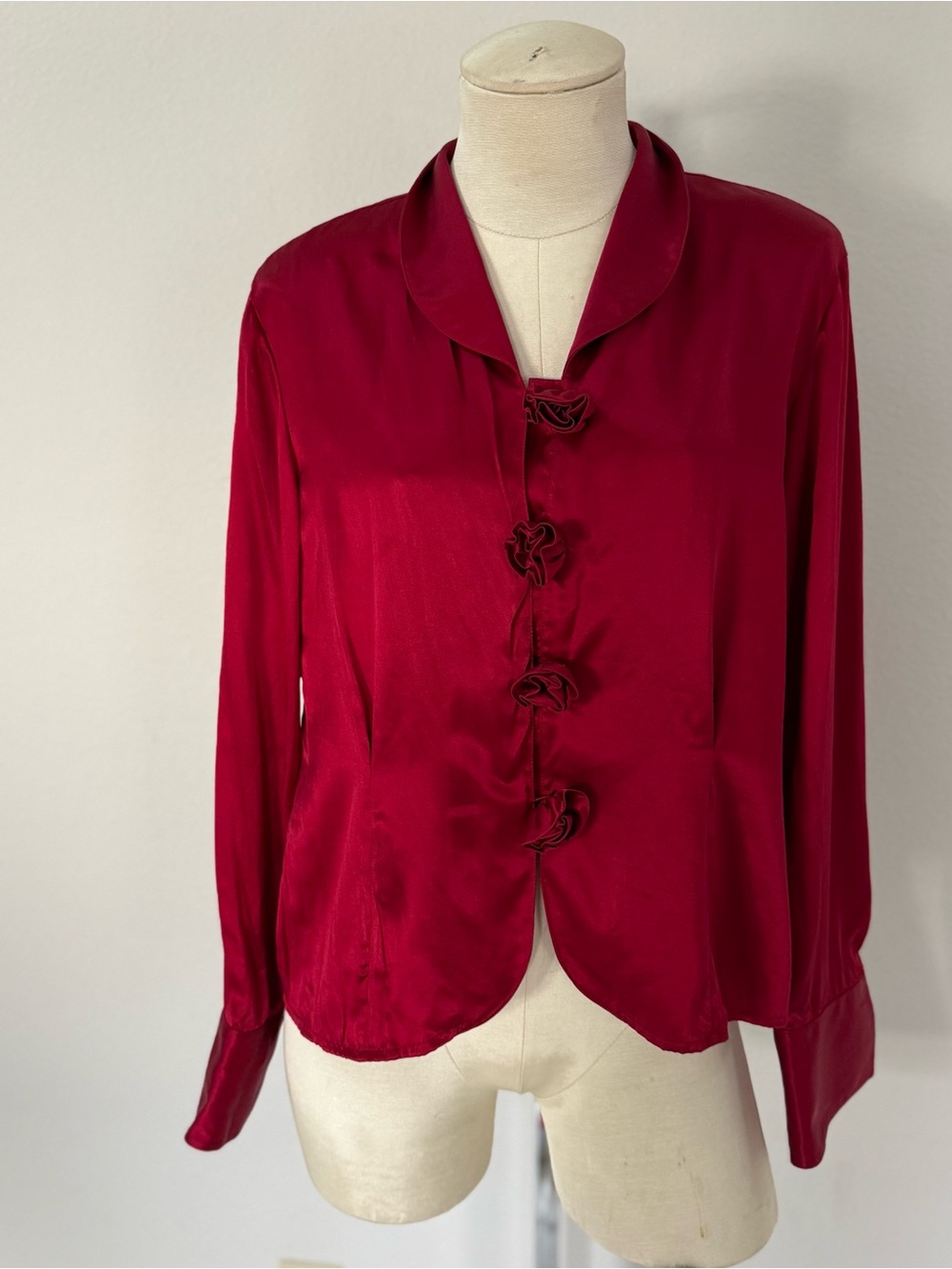 Vintage 100% Silk Rose Blouse